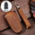 Hallmo Car Cowhide Leather Key Protective Cover Key Case for Hyundai 6-button(Brown)