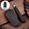 Hallmo Car Cowhide Leather Key Protective Cover Key Case for Hyundai 7-button(Black)