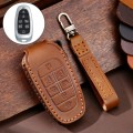 Hallmo Car Cowhide Leather Key Protective Cover Key Case for Hyundai 7-button(Brown)