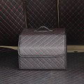 Car Trunk Foldable Storage Box, Checkered Middle Size: 40 x 32 x 30cm (Black Red)