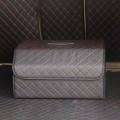 Car Trunk Foldable Storage Box, Checkered Large Size: 54 x 32 x 30cm (Black Red)