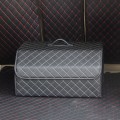 Car Trunk Foldable Storage Box, Checkered Large Size: 54 x 32 x 30cm (Beige)