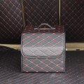 Car Trunk Foldable Storage Box, Rhombic Grid Small Size: 33 x 32 x 30cm (Black Red)