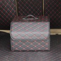 Car Trunk Foldable Storage Box, Rhombic Grid Middle Size: 40 x 32 x 30cm (Black Red)