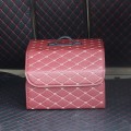 Car Trunk Foldable Storage Box, Rhombic Grid Middle Size: 40 x 32 x 30cm (Wine Red)