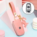 Hallmo Car Female Style Cowhide Leather Key Protective Cover for BMW, A Type(Pink)