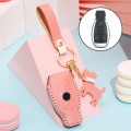 Hallmo Car Female Style Cowhide Leather Key Protective Cover for Mercedes-Benz, A Type(Pink)