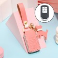 Hallmo Car Female Style Cowhide Leather Key Protective Cover for Honda(Pink)