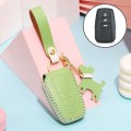 Hallmo Car Female Style Cowhide Leather Key Protective Cover for Toyota(Grass Green)