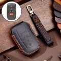 Hallmo Car Genuine Leather Key Protective Cover for Toyota Sienna 5-button(Black)