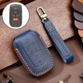 Hallmo Car Genuine Leather Key Protective Cover for Toyota Sienna 5-button(Blue)