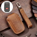 Hallmo Car Genuine Leather Key Protective Cover for Toyota Sienna 5-button(Brown)