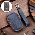 Hallmo Car Genuine Leather Key Protective Cover for Toyota Sienna 6-button(Blue)