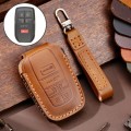 Hallmo Car Genuine Leather Key Protective Cover for Toyota Sienna 6-button(Brown)