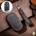 Hallmo Car Genuine Leather Key Protective Cover for Jeep Compass 5-button(Black)