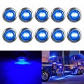10 PCS MK-118 3/4 inch Metal Frame Car / Truck 3LEDs Side Marker Indicator Lights Bulb Lamp (Blue Li