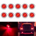 10 PCS MK-118 3/4 inch Metal Frame Car / Truck 3LEDs Side Marker Indicator Lights Bulb Lamp (Red Lig