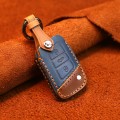 For Volkswagen Car Cowhide Leather Key Protective Cover Key Case, B Version(Blue)