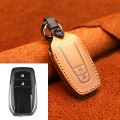 For Toyota Car Cowhide Leather Key Protective Cover Key Case, Two Keys Version (Brown)