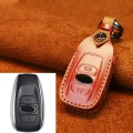 For Subaru Car Cowhide Leather Key Protective Cover Key Case (Red)