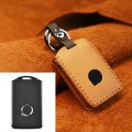 For Volvo Car Cowhide Leather Key Protective Cover Key Case (Brown)