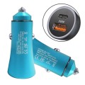 PD 20W Aluminum Alloy Dual Interface Car Fast Charger (Blue)