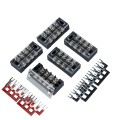 5 PCS Car 4-way 25A TB-2504 Dual Row Power Terminal Connector + 4-position Connection Strip with Cov