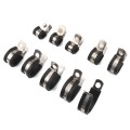 10 PCS Car Rubber Cushion Pipe Clamps Stainless Steel Clamps, Size: 9/8 inch (28mm)