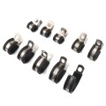 10 PCS Car Rubber Cushion Pipe Clamps Stainless Steel Clamps, Size: 7/4 inch (44mm)