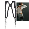 Quick Release Anti-Slip Dual Shoulder Leather Harness Camera Strap with Metal Hook for SLR / DSLR Ca