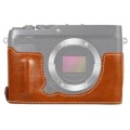 1/4 inch Thread PU Leather Camera Half Case Base for FUJIFILM XE4 (Brown)