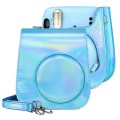 Aurora Color Leather Case Full Body Camera Bag with Shoulder Strap for FUJIFILM Instax mini 11(Blue)