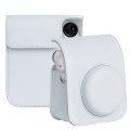 For FUJIFILM instax mini 12 Full Body Leather Case Camera Bag with Strap (White)