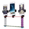 Smartphone Live Broadcast Bracket Dual Hand-held Selfie Module Mount Kits with 3x Phone Clips, For i