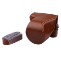 Full Body Camera PU Leather Case Bag with Strap for Canon EOS M200 (15-55mm Lens) (Brown)