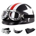 Soman Electromobile Motorcycle Half Face Helmet Retro Harley Helmet with Goggles(Matte Black French
