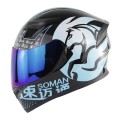 Soman SM-960 Motorcycle Electromobile Full Face Helmet Double Lens Protective Helmet(Blue with Blue