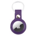 For AirTag Shockproof Anti-scratch Leather Protective Case Cover with Hang Loop Key Chain(Purple)