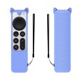 Cat Ears Shape Silicone Protective Case Cover For Apple TV 4K 4th Siri Remote Controller(Luminous Bl