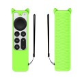 Cat Ears Shape Silicone Protective Case Cover For Apple TV 4K 4th Siri Remote Controller(Luminous Gr