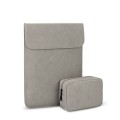 PU02 Ultra-thin Notebook Liner Bag with Small Bag, Size:14.1-15.4 inch(Light Grey)