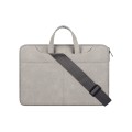 ST06SDJ Frosted PU Business Laptop Bag with Detachable Shoulder Strap, Size:15.6 inch(Light Gray)