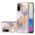 For Xiaomi Redmi Note 10 Electroplating Pattern IMD TPU Shockproof Case with Rhinestone Ring Holder(