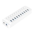ORICO CT2U3-10AB-WH 10 In 1 Plastic Stripes Multi-Port USB HUB with Individual Switches, EU Plug(Whi