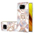 For Xiaomi Poco X3 NFC Electroplating Splicing Marble Flower Pattern TPU Shockproof Case with Rhines