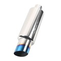 Universal Car / Motorcycles Stainless Exhaust Pipe Muffler 2 inch to 3 inch Bevel Tail Grilled Blue