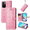 For Xiaomi Redmi 10 Lovely Cat and Dog Embossing Pattern Horizontal Flip Leather Case , with Holder