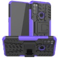 For Alcatel 3L (2021) Tire Texture Shockproof TPU+PC Protective Case with Holder(Purple)