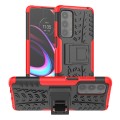 For Motorola Edge (2021) Tire Texture Shockproof TPU+PC Protective Case with Holder(Red)