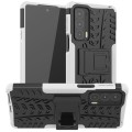For Motorola Edge 20 Tire Texture Shockproof TPU+PC Protective Case with Holder(White)